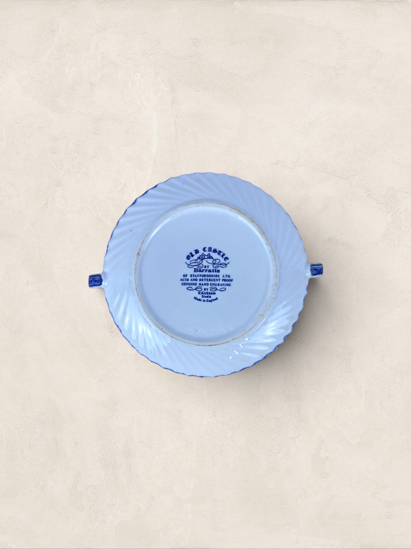 English Blue & White “Old Castle” Covered Tureen by Barratts Staffordshire