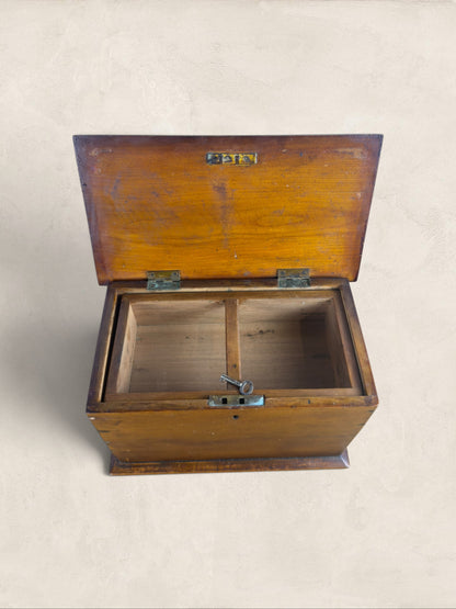 English Oak Tea Caddy with Key