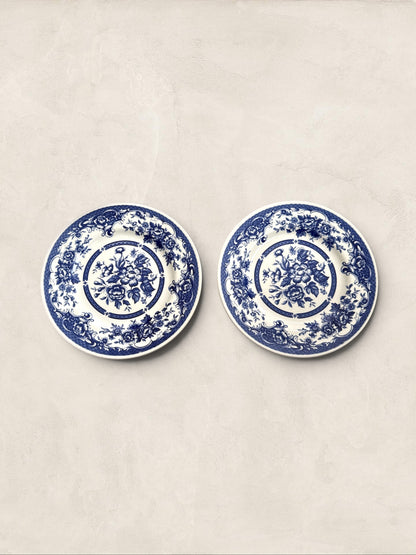 English John Tams Blue and White Plates, Set of Two