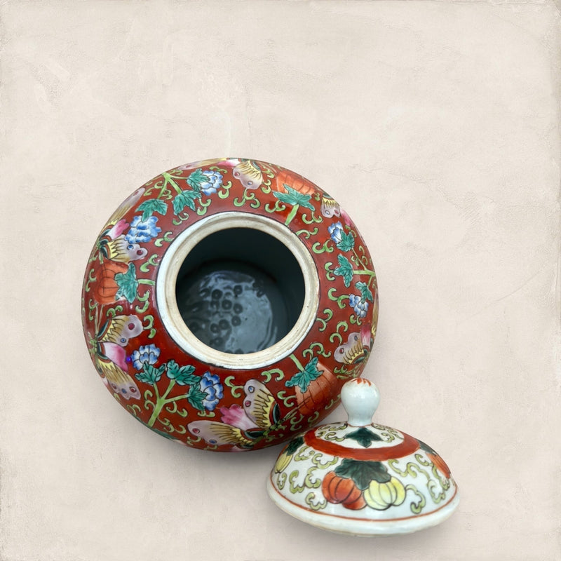 Decorative Ceramic Ginger Jar With Butterfly Motif